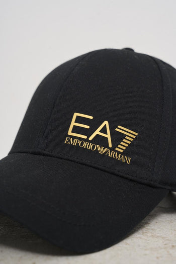 Cappello uomo nero con logo oro - 3