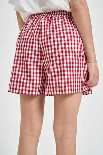 Shorts donna boxer a quadretti rosso e bianco - 3