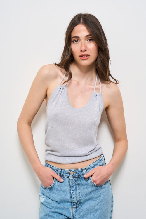 Top donna argento