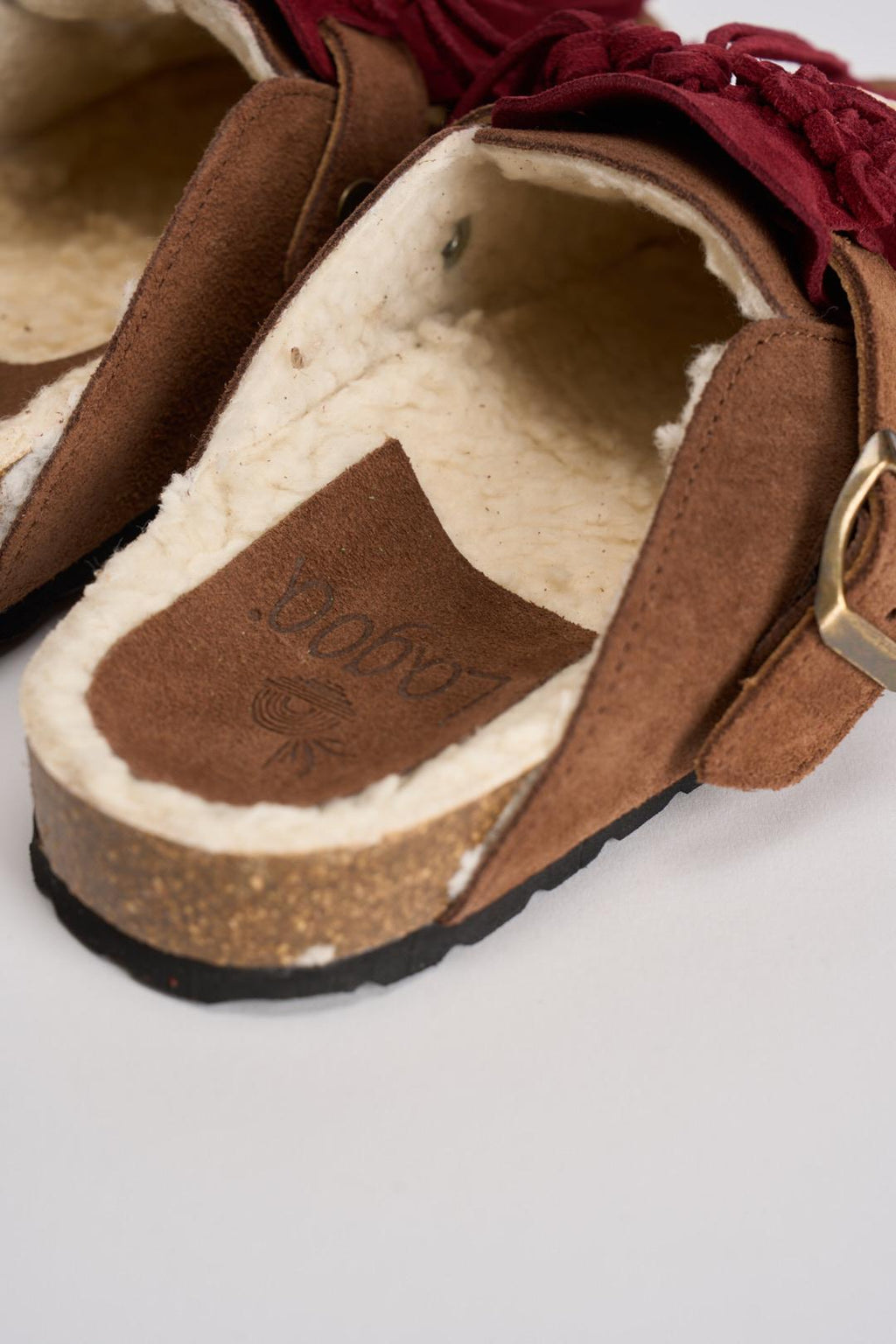 Sabot donna in suede marrone con frange DANDARA NATIVECASTAGNA LAGOA 