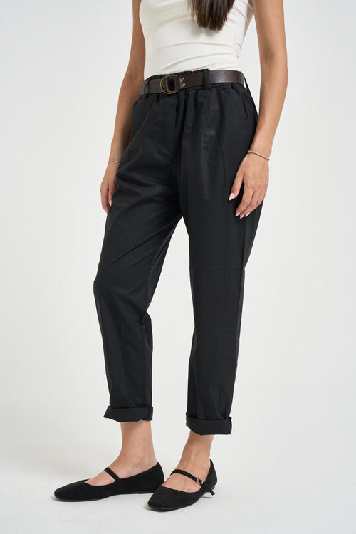 Pantalone donna a gamba dritta nero - 1