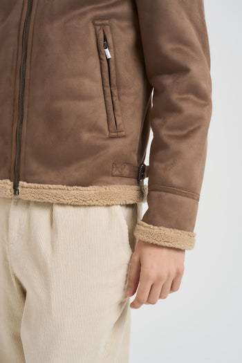 Giubbotto uomo eco montone marrone - 3