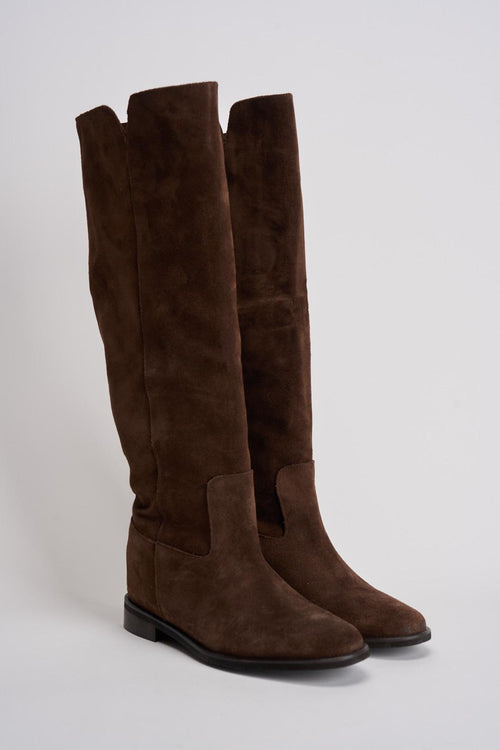Stivale donna in suede marrone - 2