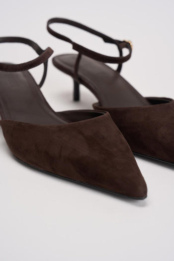 Slingback donna in suede marrone - 4