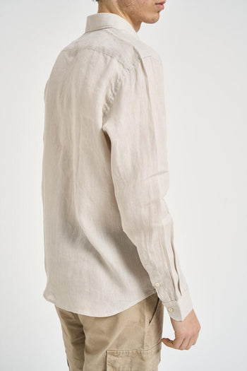 Camicia uomo in lino sabbia - 4