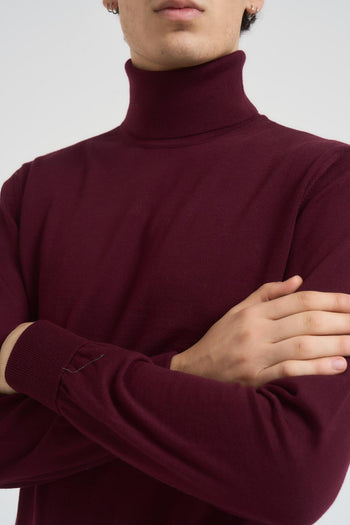 Maglia uomo collo alto bordeaux - 4