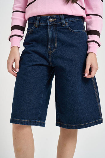 Bermuda donna in denim blu - 6