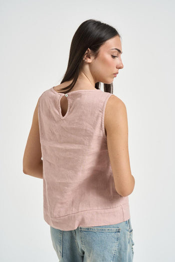 Top donna smanicato rosa petalo - 3