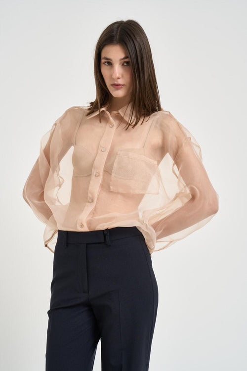 Camicia donna trasparente sabbia