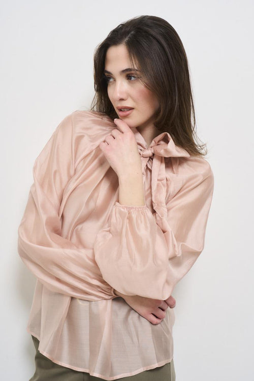 Pink women's shirt with bow - 2