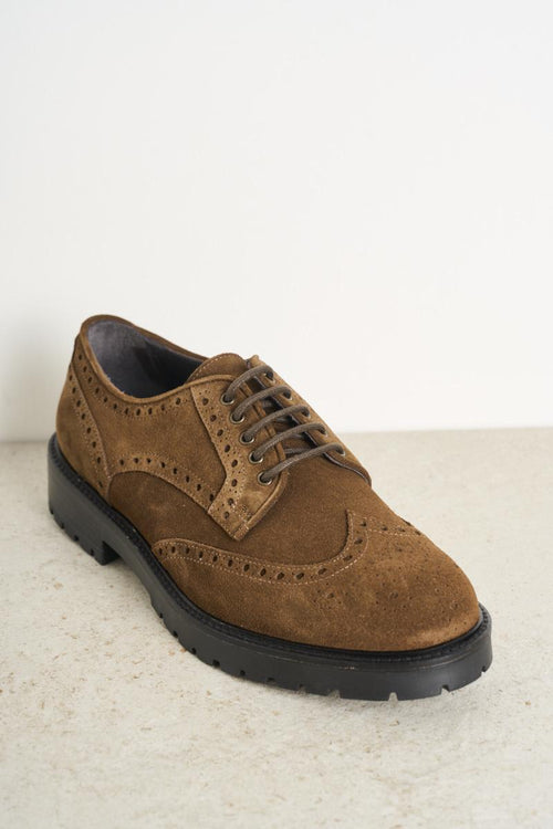 Stringata uomo in camoscio marrone - 2