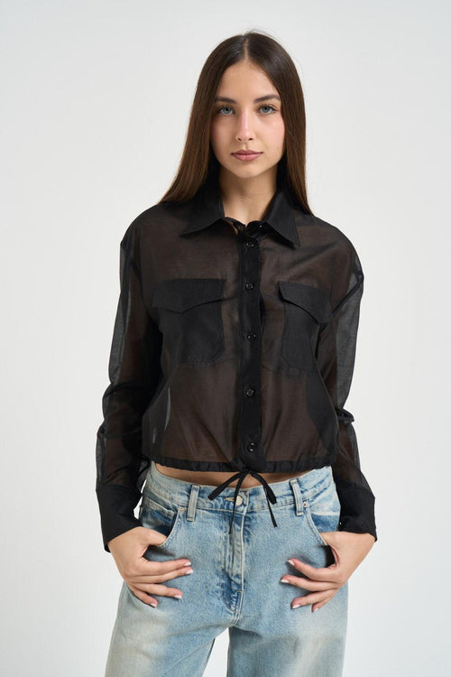 Camicia donna semitrasparente nera - 1