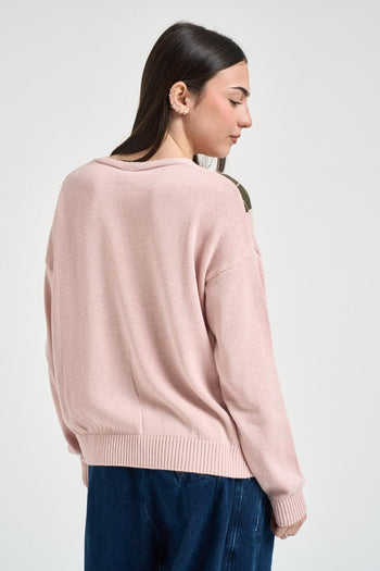 Cardigan donna a rombi rosa - 3