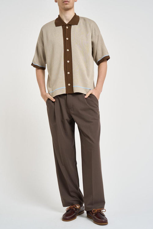 Camicia uomo in maglia beige e moro