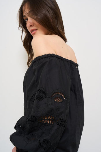 Camicia donna traforata nera - 5