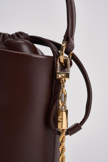 Borsa donna a secchiello marrone - 5