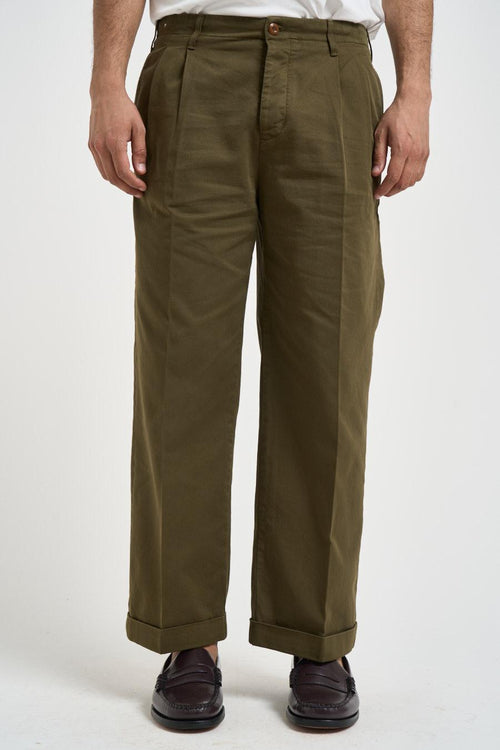 Pantalone uomo gamba dritta verde militare