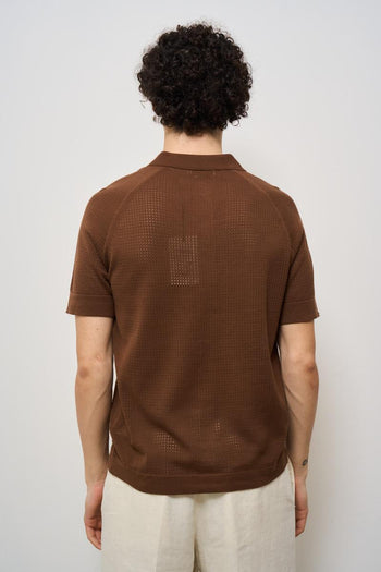 Polo uomo in maglia marrone - 4