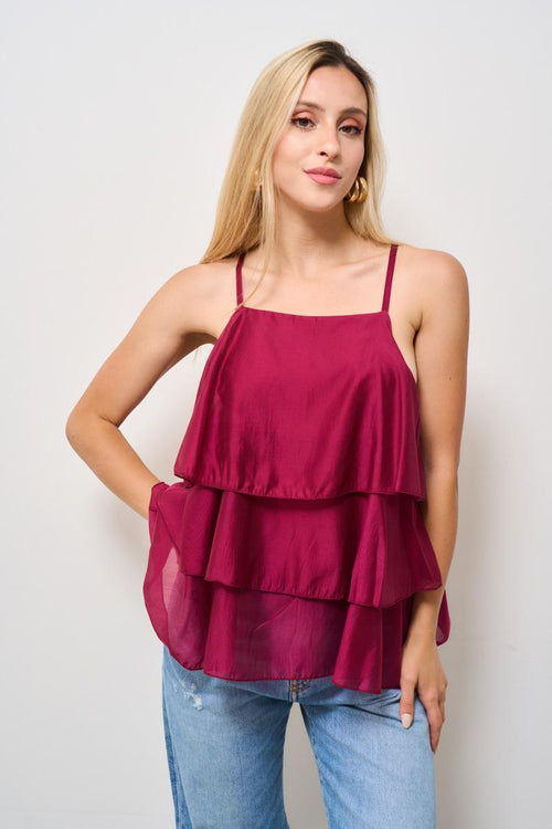 Top donna balze bordeaux