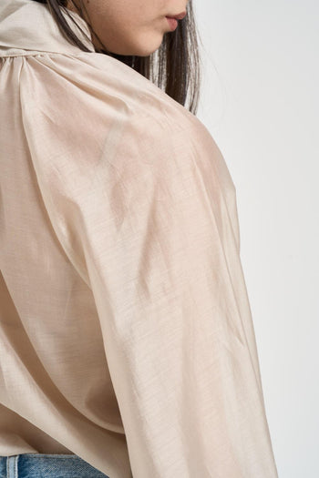 Camicia donna con fiocco beige - 5