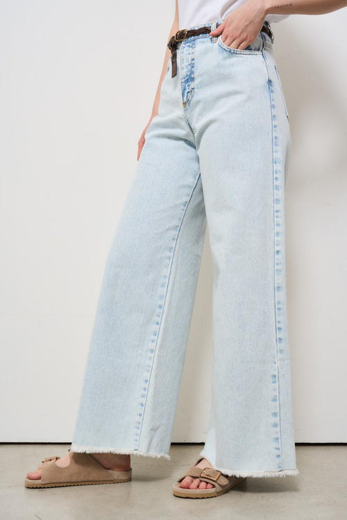 Jeans donna a palazzo in denim chiaro - 2