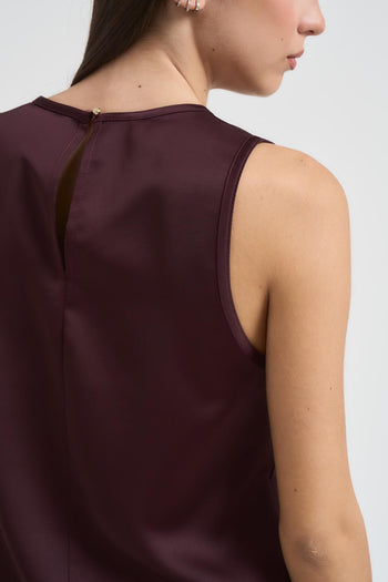 Top donna senza maniche tinta unita prugna - 5