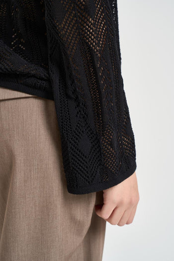Maglia donna traforata nera - 5