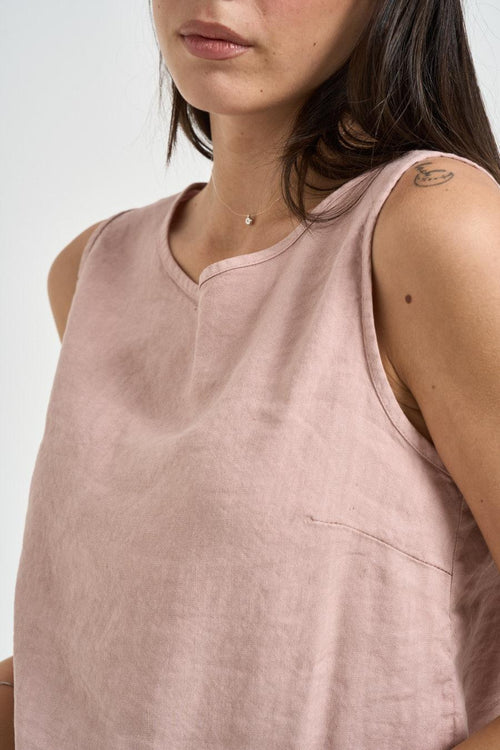 Top donna smanicato rosa petalo - 2