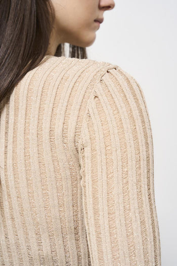 Cardigan donna in maglia oro - 4
