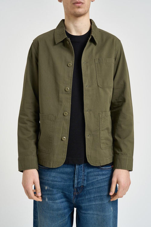 Giacca uomo stile camicia verde oliva - 2