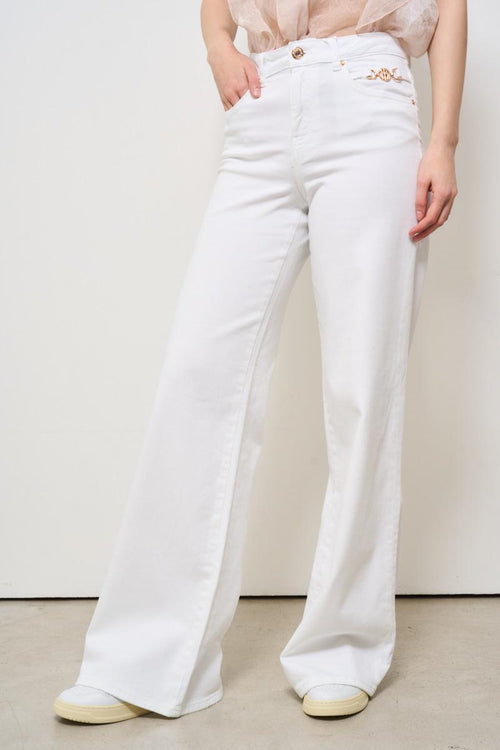 Jeans donna a palazzo in denim bianco - 2