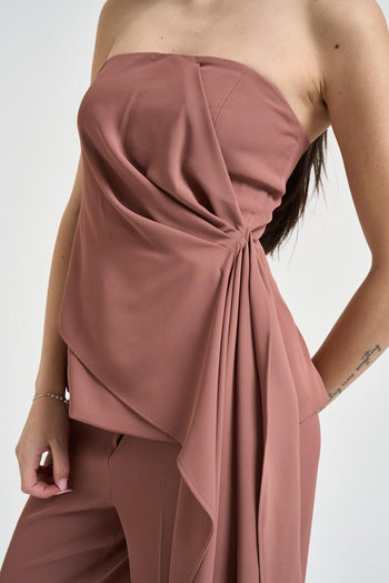 Completo donna top e pantalone malva - 3