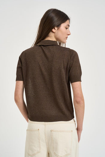 Polo donna manica corta marrone - 3