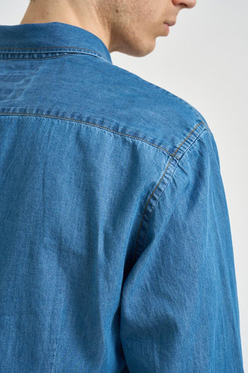 Camicia uomo in denim leggero blu - 7