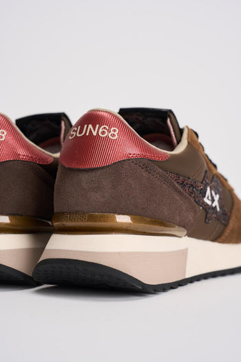 Sneakers donna marrone con glitter rosa - 7