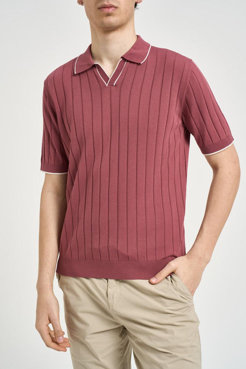 Polo uomo a coste rosso mattone - 2