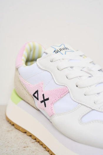 Sneakers donna platform bianche e rosa - 5