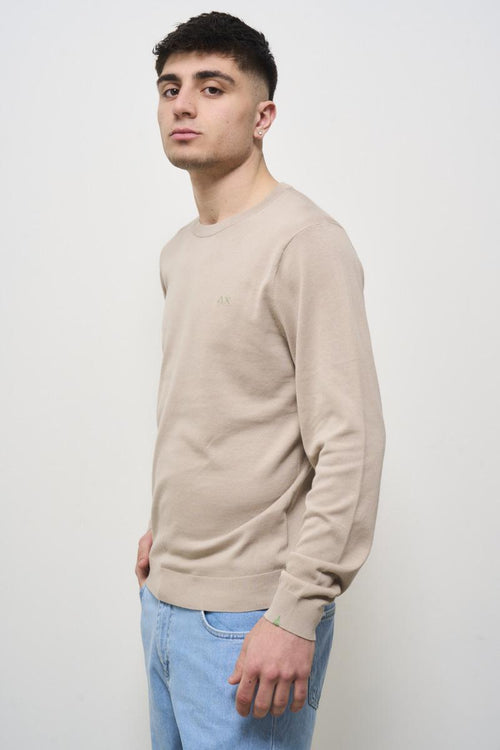 Men's round neck sand sweater - 2