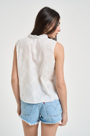 Top donna bianco con ricami - 3