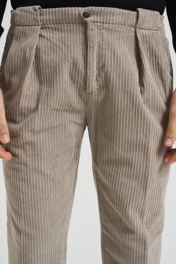 Pantalone uomo dritto in velluto panna - 6