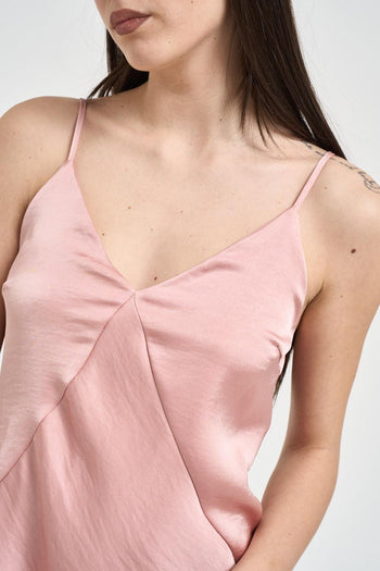 Abito donna lungo satinato rosa cipria - 3