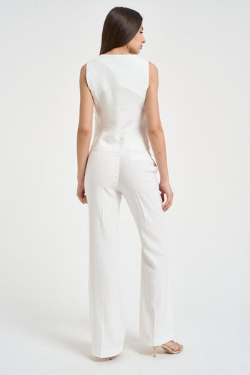 Completo donna gilet e pantalone bianco - 7