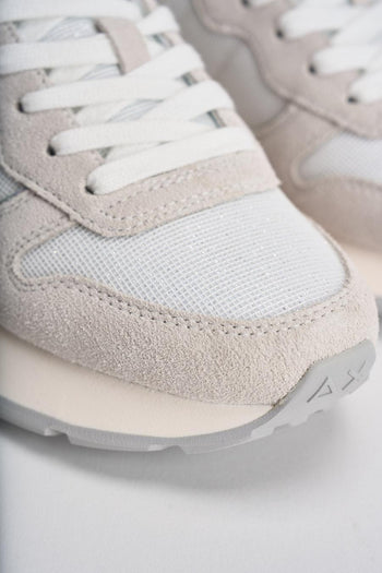 Sneakers donna in suede bianche e silver - 4
