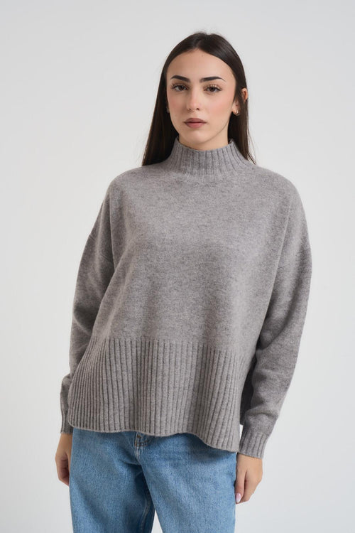 Maglia donna mezzo collo grigia