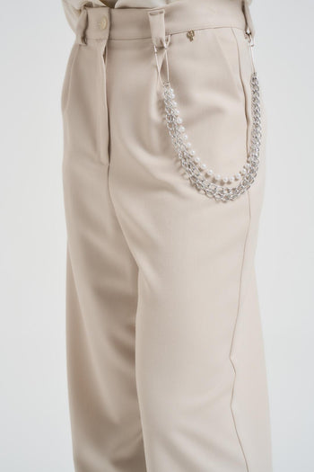 Pantalone donna a palazzo panna - 4