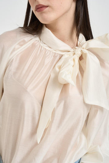 Camicia donna con fiocco burro - 3