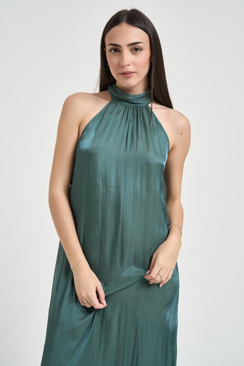 Abito donna satinato verde - 2