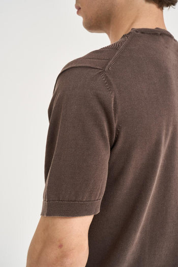 T-shirt uomo in maglia lavorata marrone - 4
