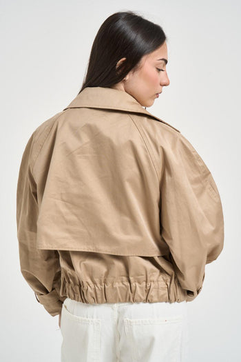 Trench donna corto doppiopetto beige - 3