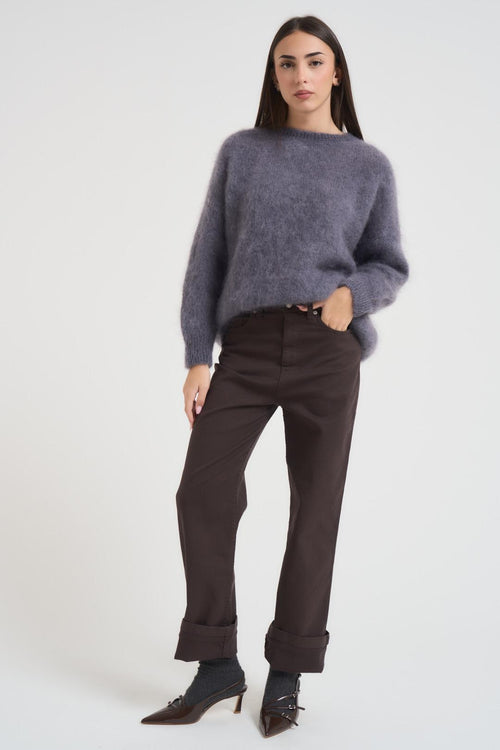 Maglione donna in misto mohair grigio